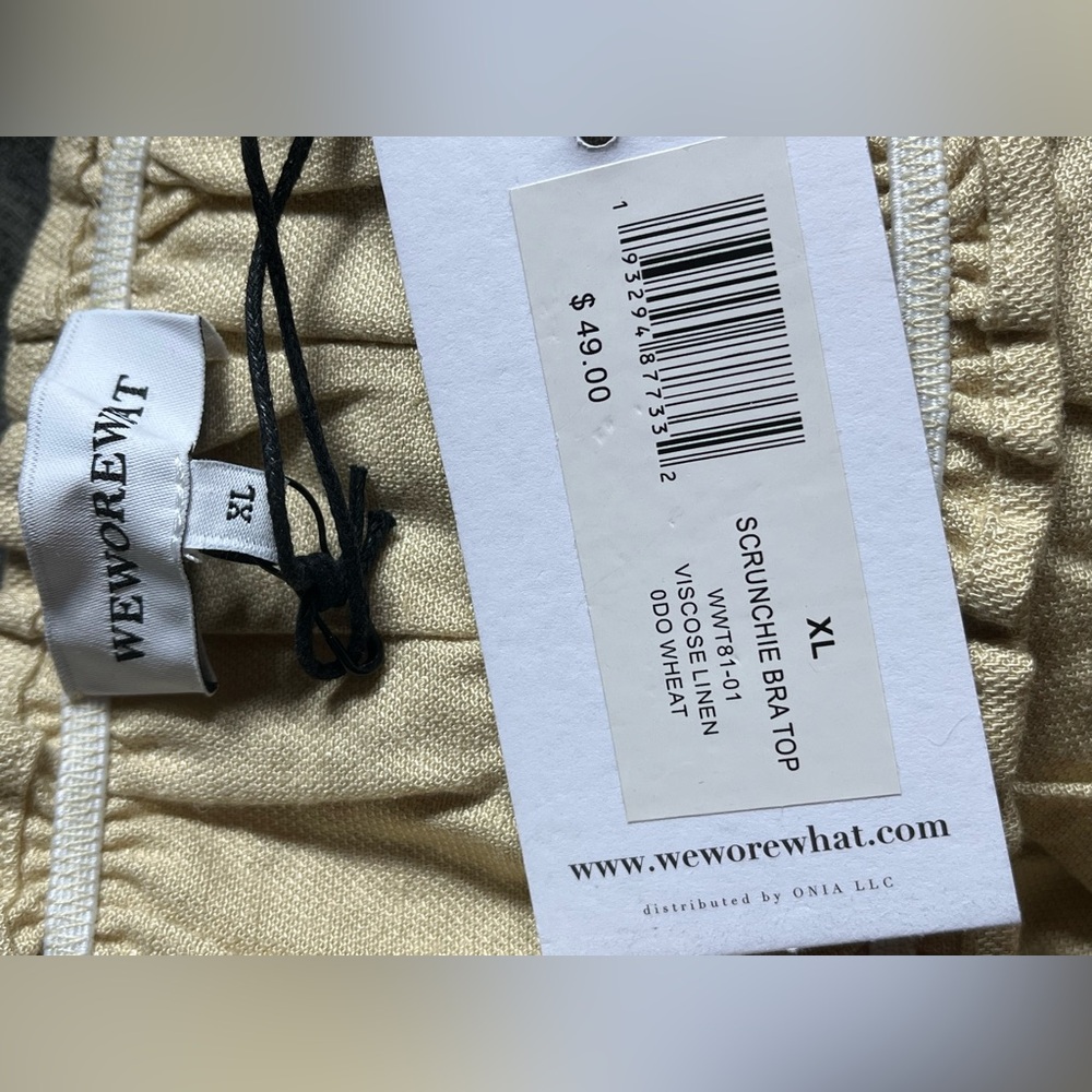NWT WeWoreWhat x Revolve Scrunchie Bra Top Linen Blend in Wheat - Size XL - Picture 4 of 5